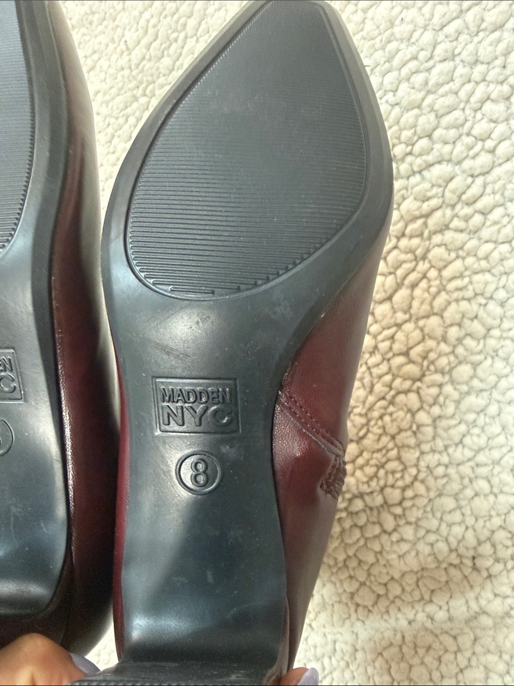 Steve Madden Burgundy Mid-Calf Zip Block Heel Boots - Picture 4 of 5